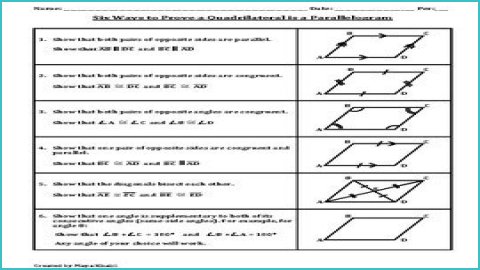 What are the 6 ways to prove a quadrilateral is a parallelogram?